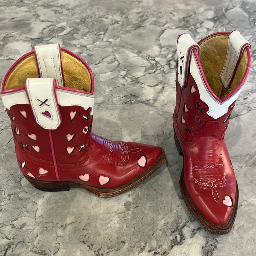 Miron Crosby Girls Red Heart Cowboy Boots - Size 10